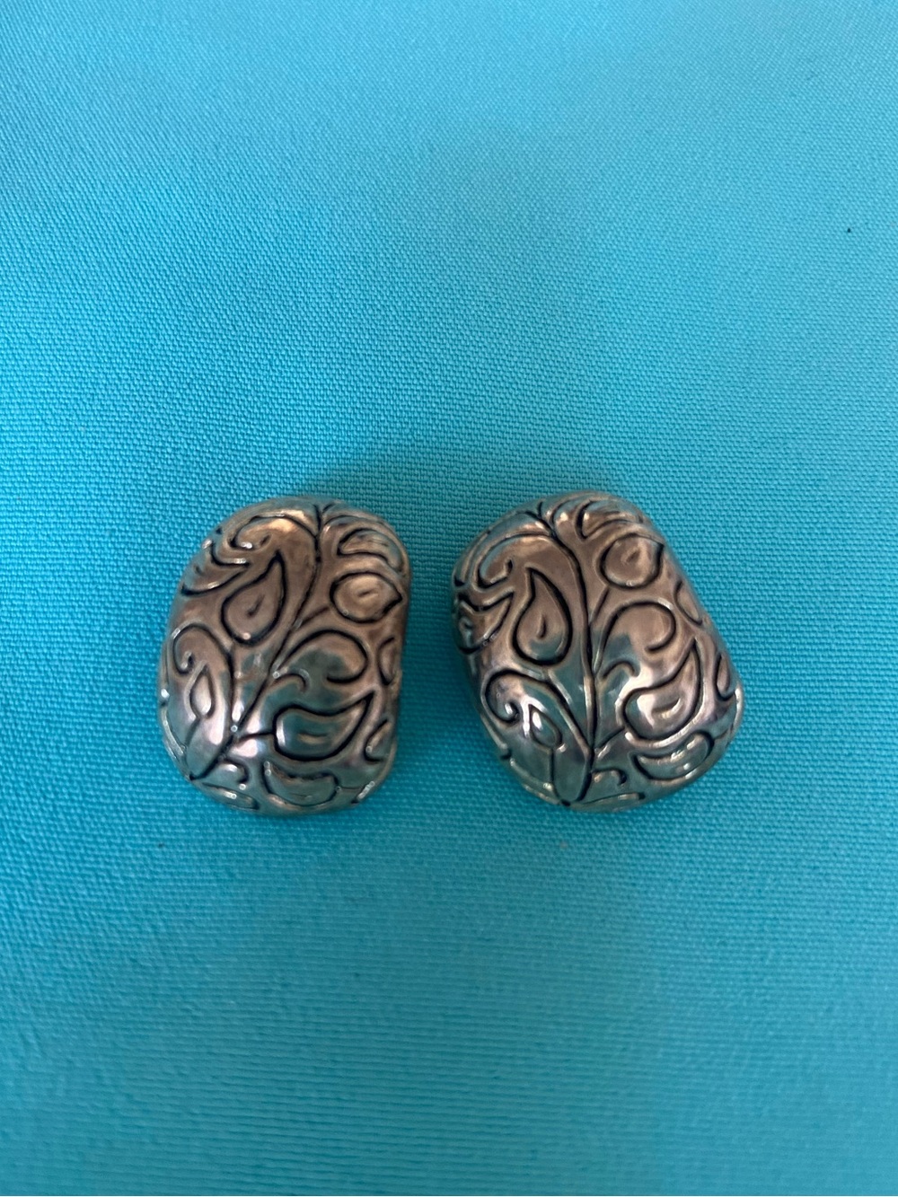Vintage Silver-Tone Filigree Clip Earrings
